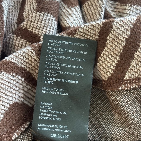 Urban Outfitters Bryn Pull On Flare Pant Brown and Cream Wavy Groovy Wide Leg S - Picture 9 of 9